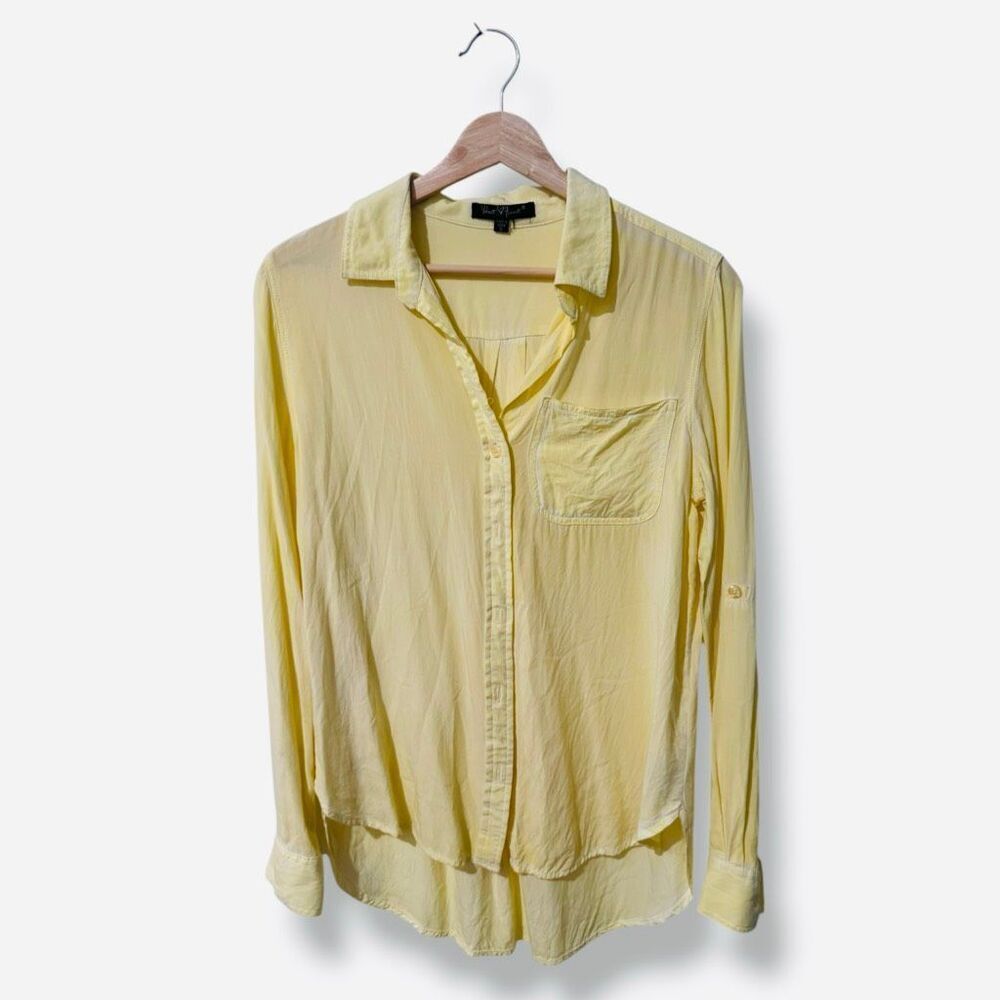 🔥4/$25 Velvet Heart Women's Long Sleeve Yellow Button-Up Shirt Size Small